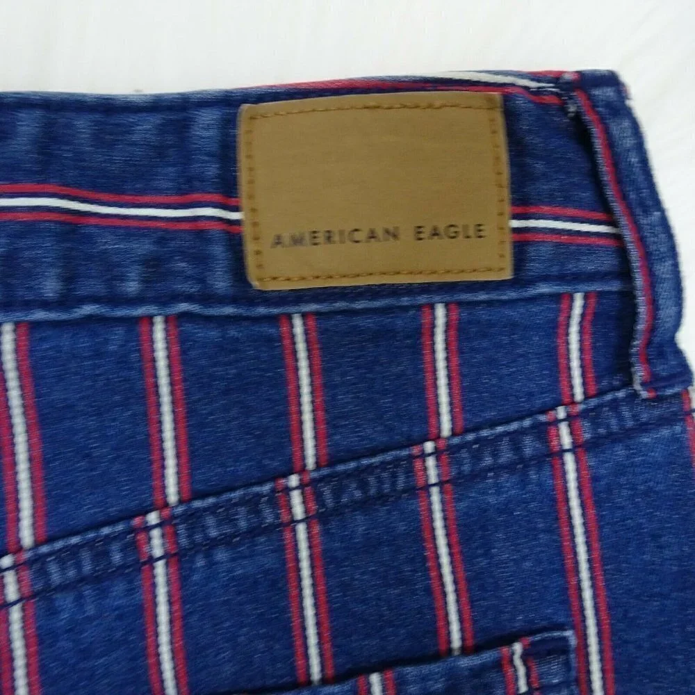 American Eagle Outfitters Denim Skirt Mini Stripe High Rise Stretch NWT 4